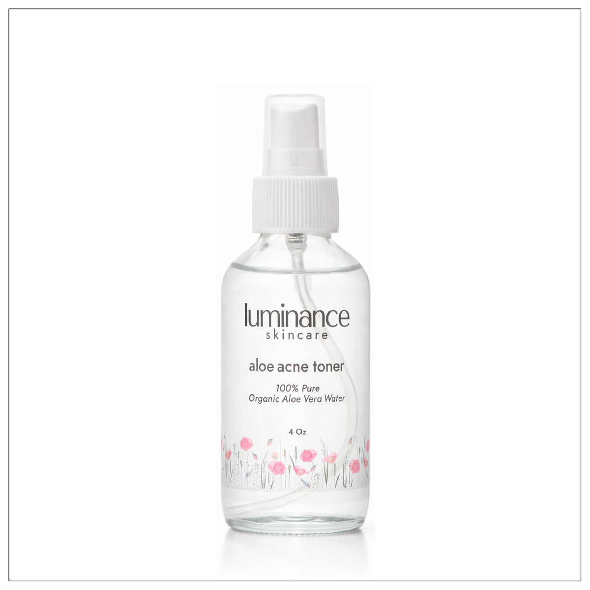 Luminance skincare aloe acne toner bottle on a white background