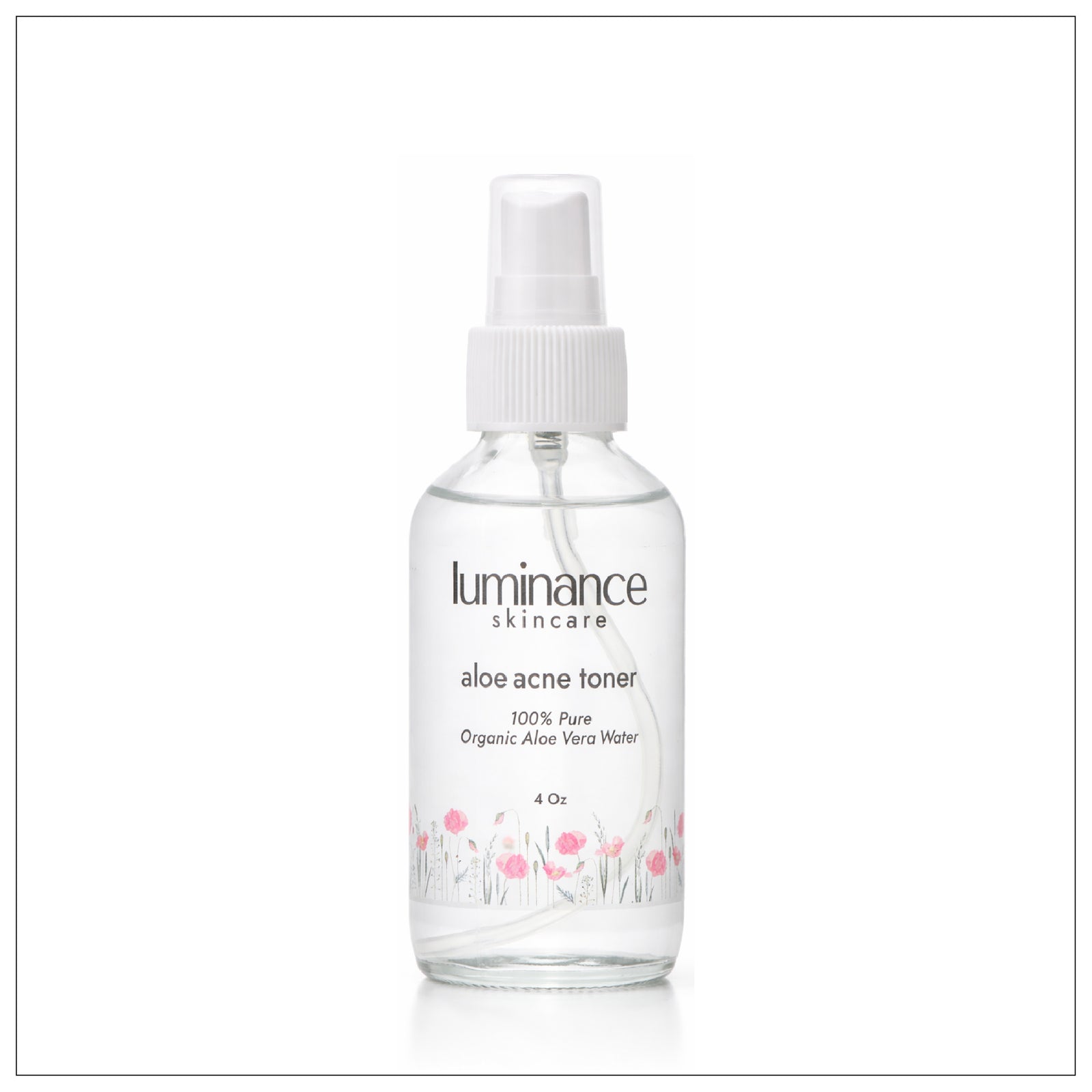 Luminance skincare aloe acne toner bottle on a white background